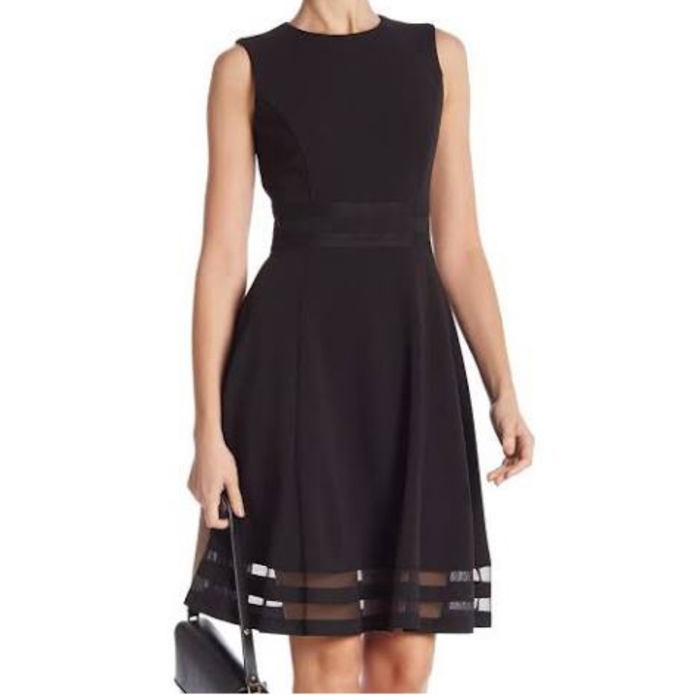 Calvin Klein Illusion Trim Fit and Flare Dress